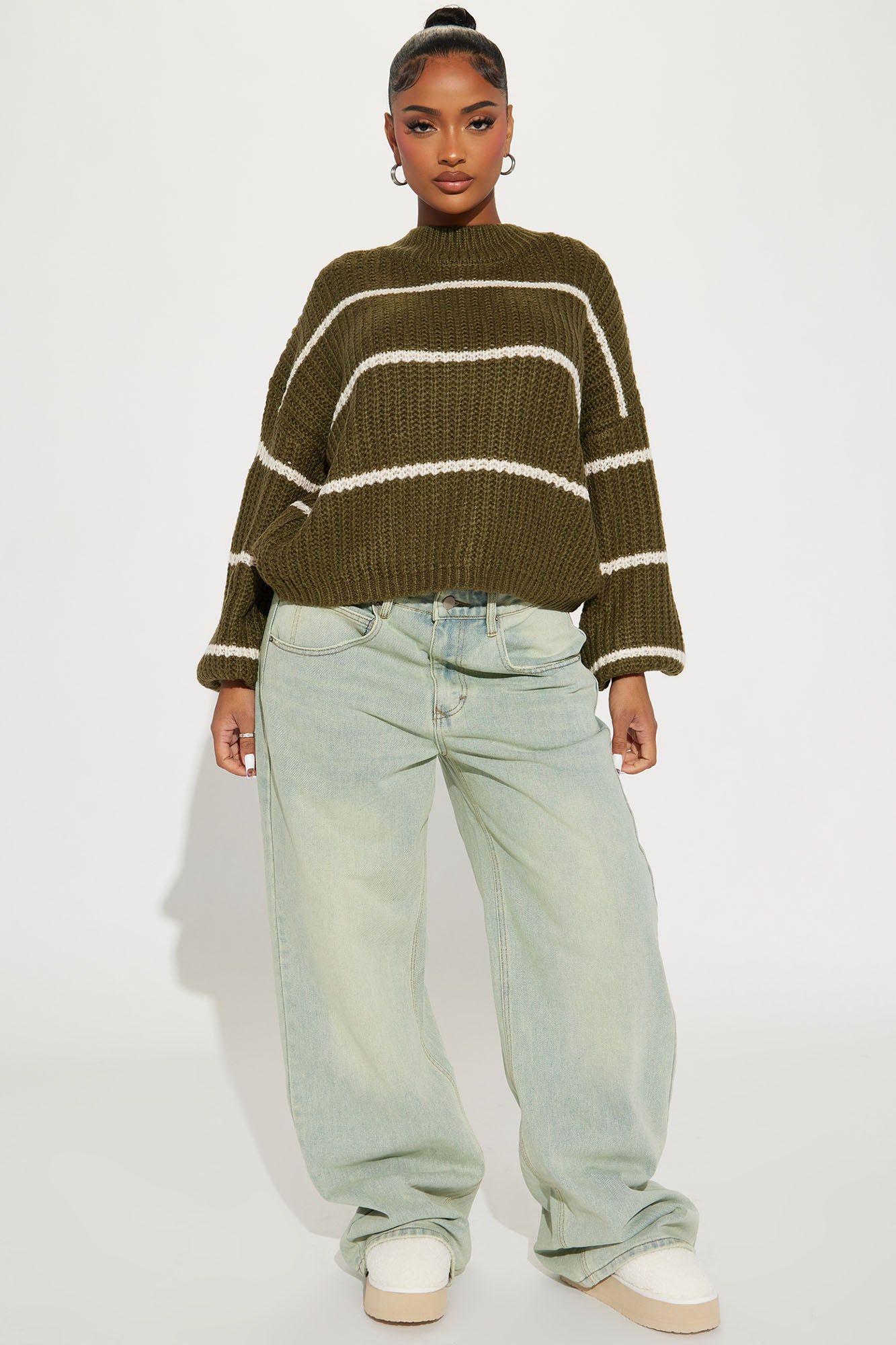 Cloudy Days Striped Sweater - Olive sold by Fashion Nova product image thumbnail 2