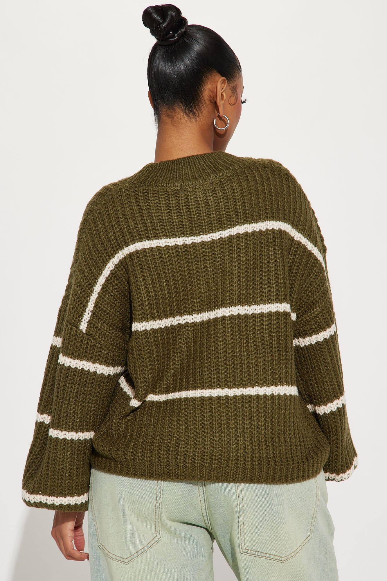 Cloudy Days Striped Sweater - Olive sold by Fashion Nova product image thumbnail 3