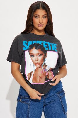That's My Type Saweetie Graphic Tee - Black Wash sold by Fashion Nova
