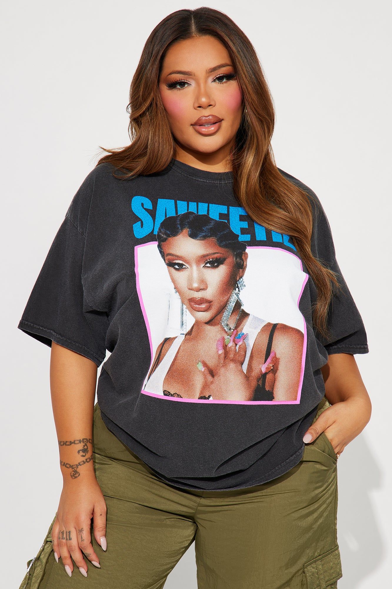 That's My Type Saweetie Graphic Tee - Black Wash sold by Fashion Nova product image thumbnail 4