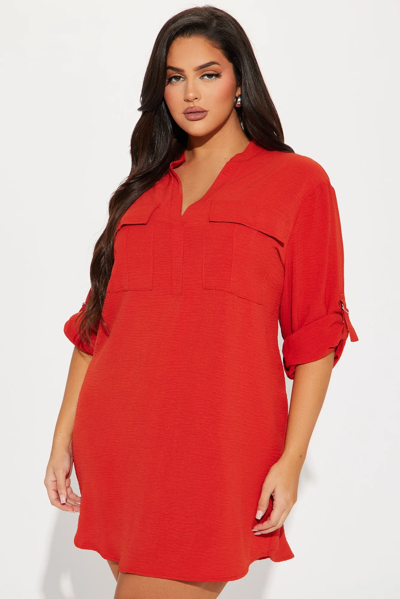 Jennifer Mini Shirt Dress - Rust sold by Fashion Nova product image thumbnail 4