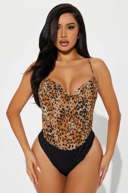 Fierce Attitude Cowl Neck Bodysuit - Leopard sold by Fashion Nova