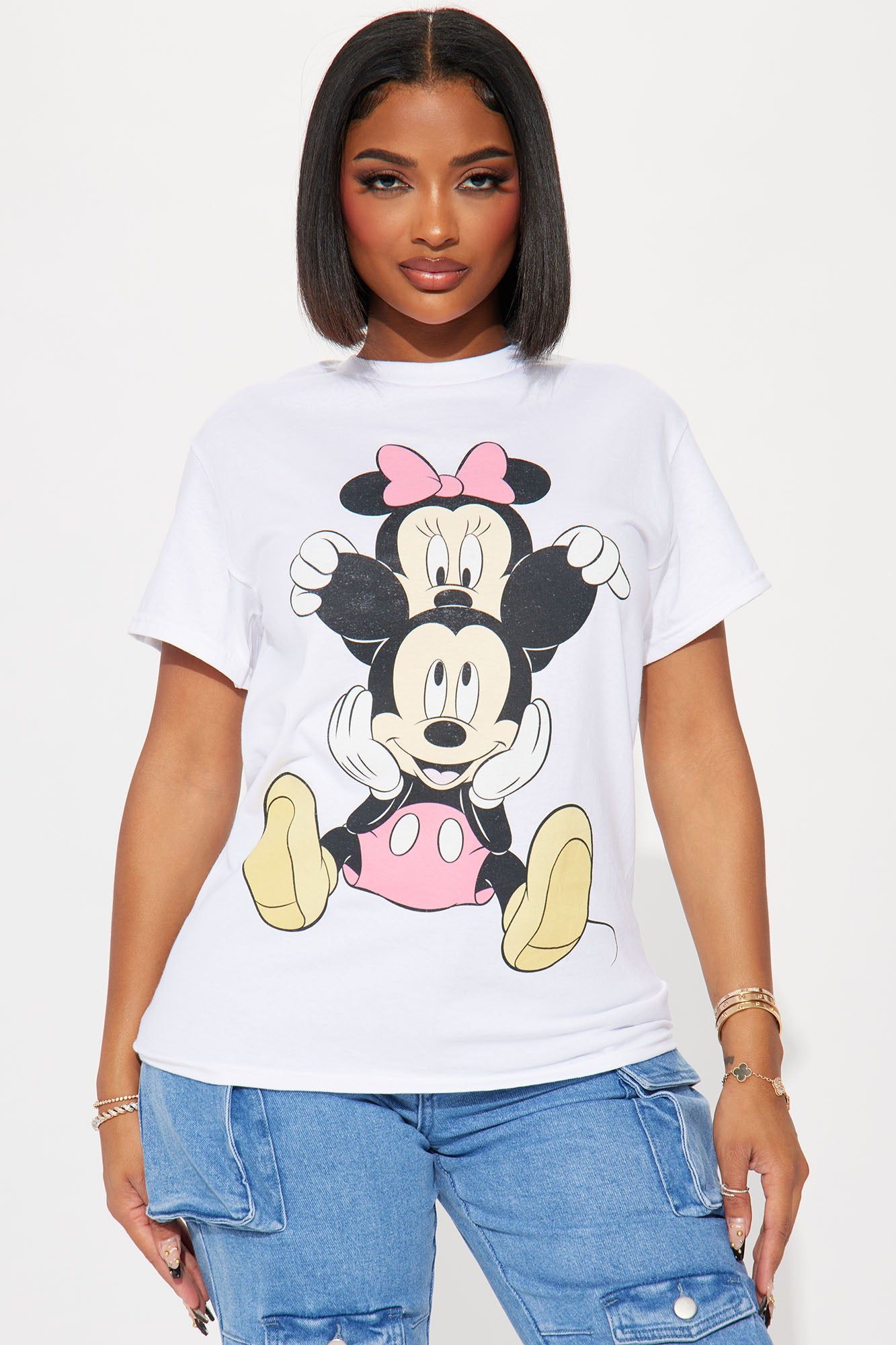 Mickey And Minnie Forever Graphic Tee - White sold by Fashion Nova