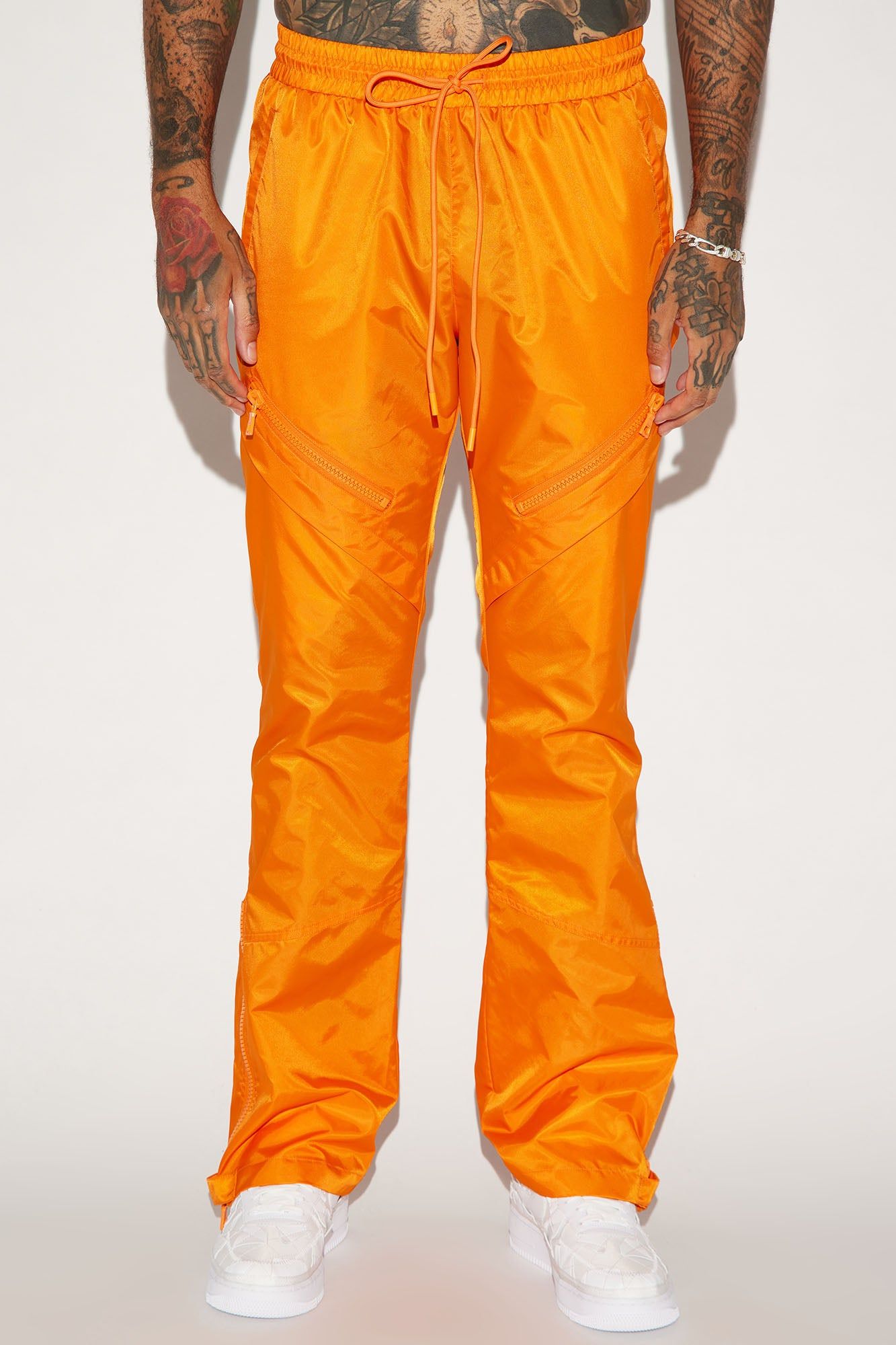 Play The Track Stacked Slim Flare Nylon Pants - Orange sold by Fashion Nova product image thumbnail 6
