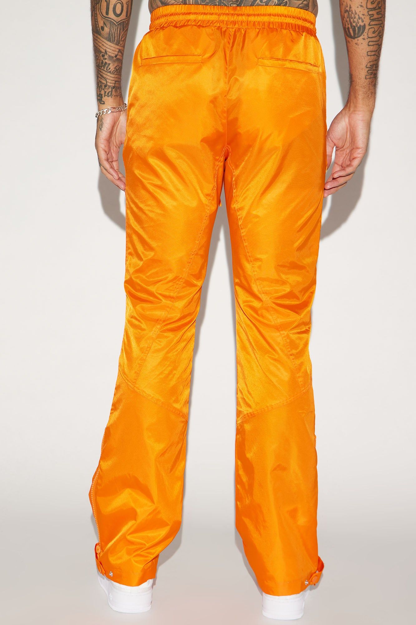Play The Track Stacked Slim Flare Nylon Pants - Orange sold by Fashion Nova product image thumbnail 7