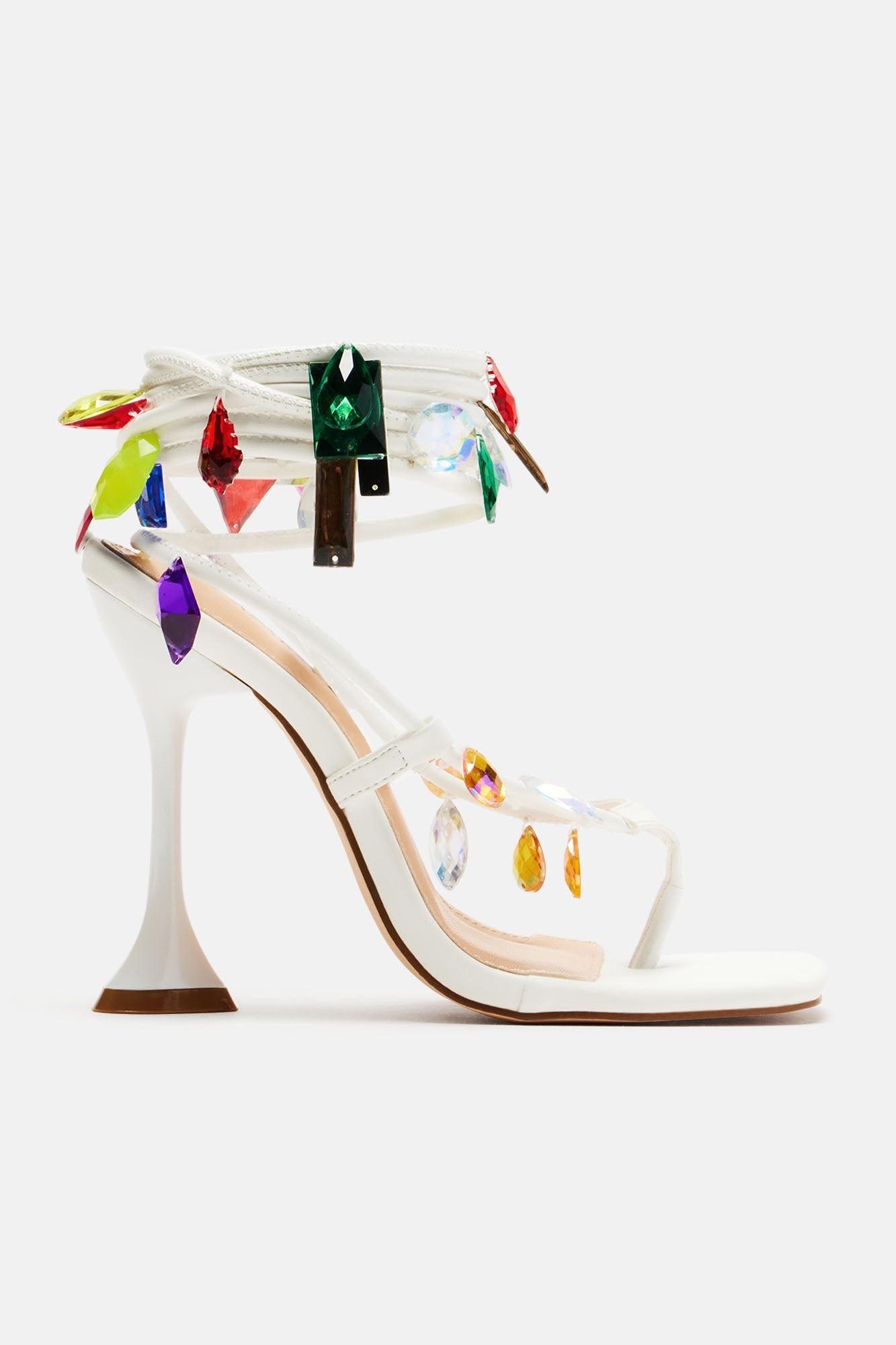 Party Seeker Wrap Up Heeled Sandals - White sold by Fashion Nova
