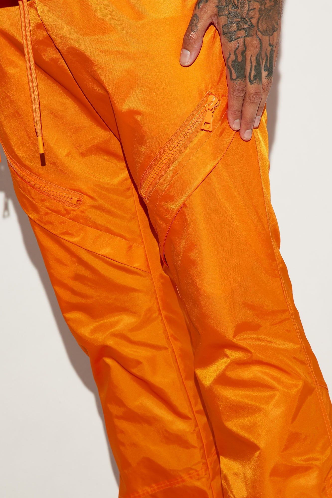 Play The Track Stacked Slim Flare Nylon Pants - Orange sold by Fashion Nova product image thumbnail 4