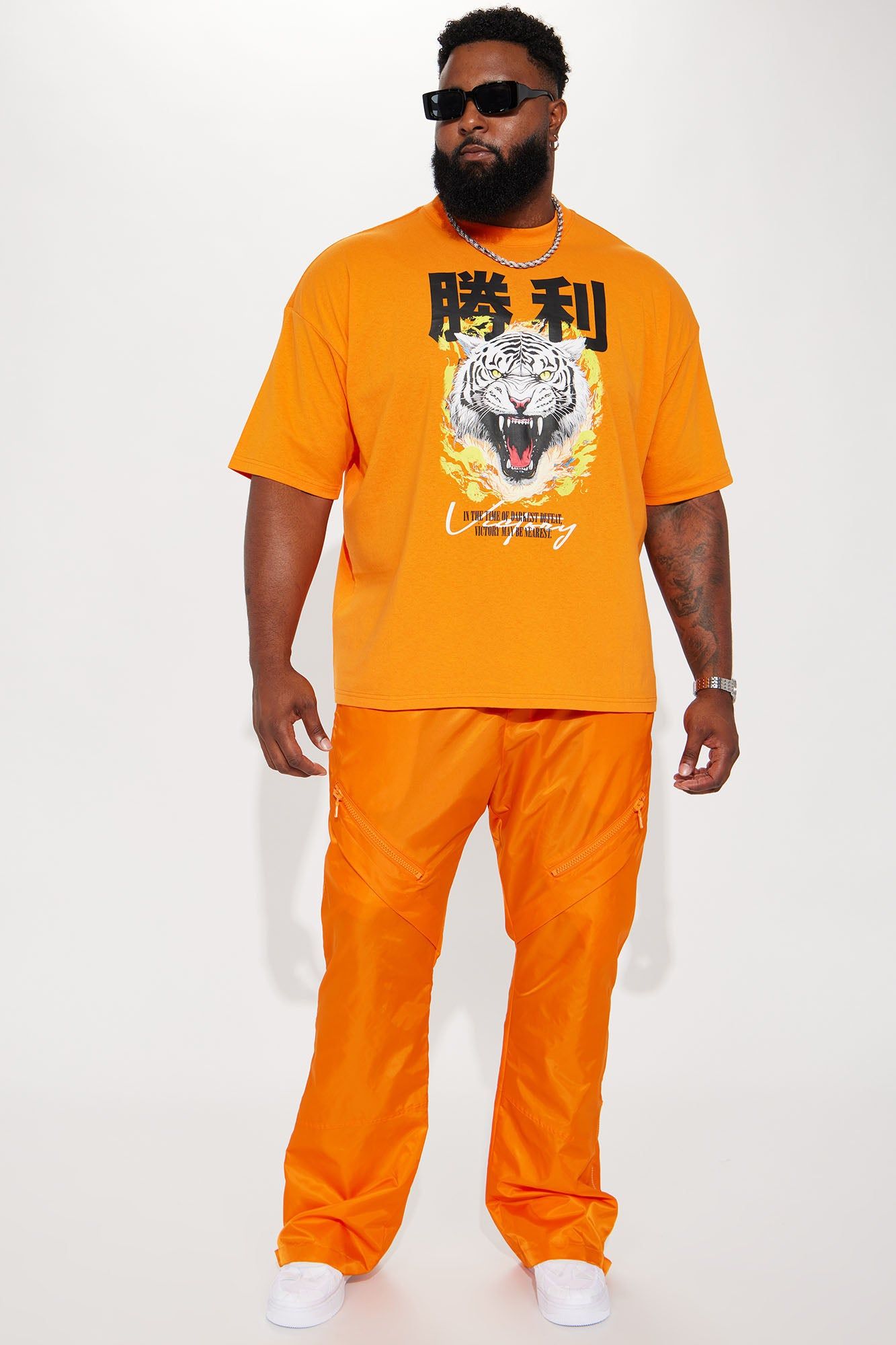 Play The Track Stacked Slim Flare Nylon Pants - Orange sold by Fashion Nova product image thumbnail 8