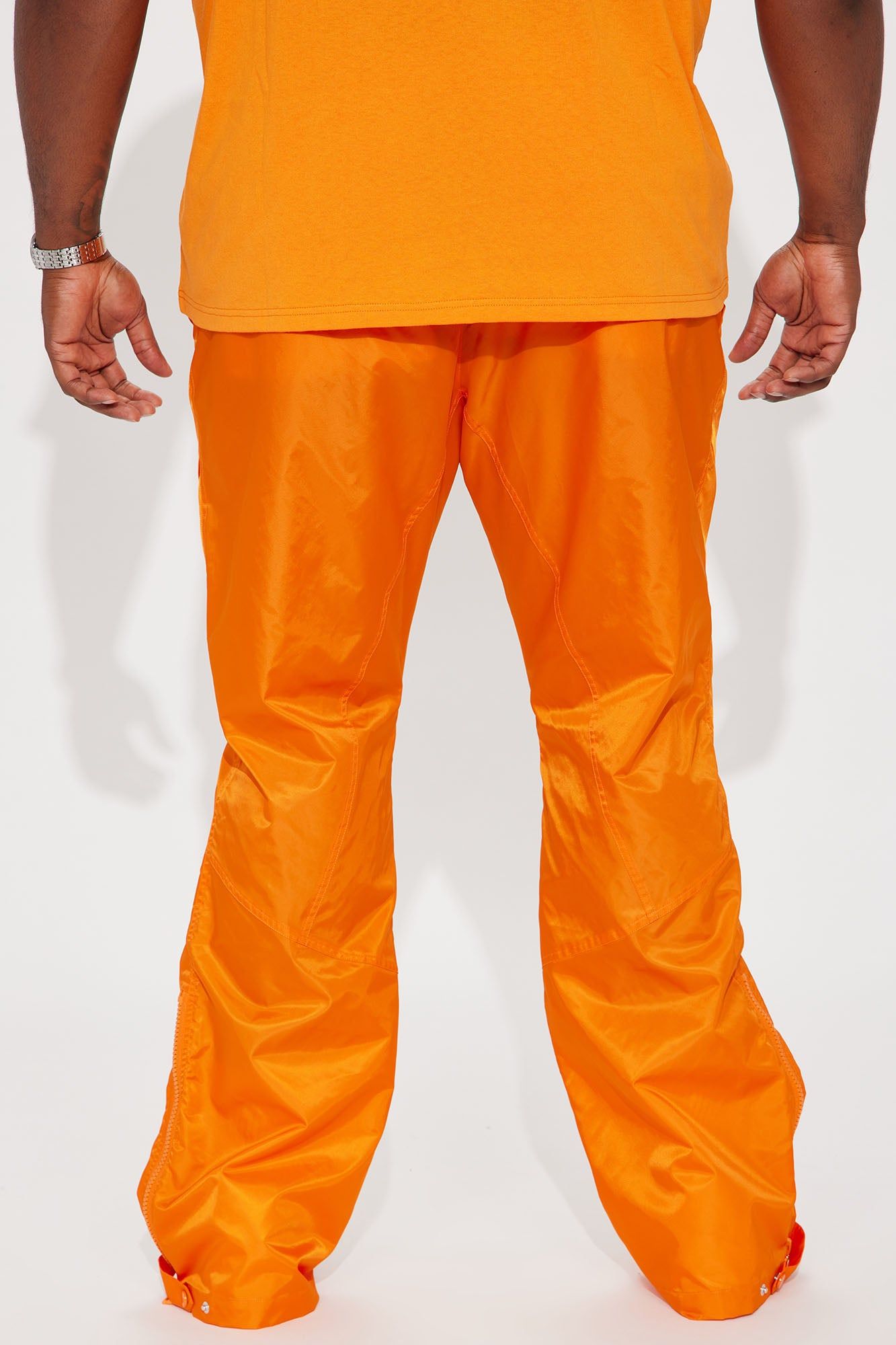 Play The Track Stacked Slim Flare Nylon Pants - Orange sold by Fashion Nova product image thumbnail 9