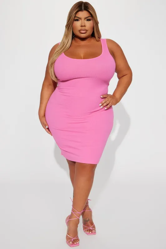 A Must Have Ribbed Midi Dress - Pink sold by Fashion Nova