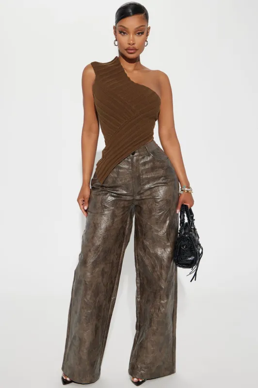 I'm Into It Faux Leather Pant - Olive sold by Fashion Nova