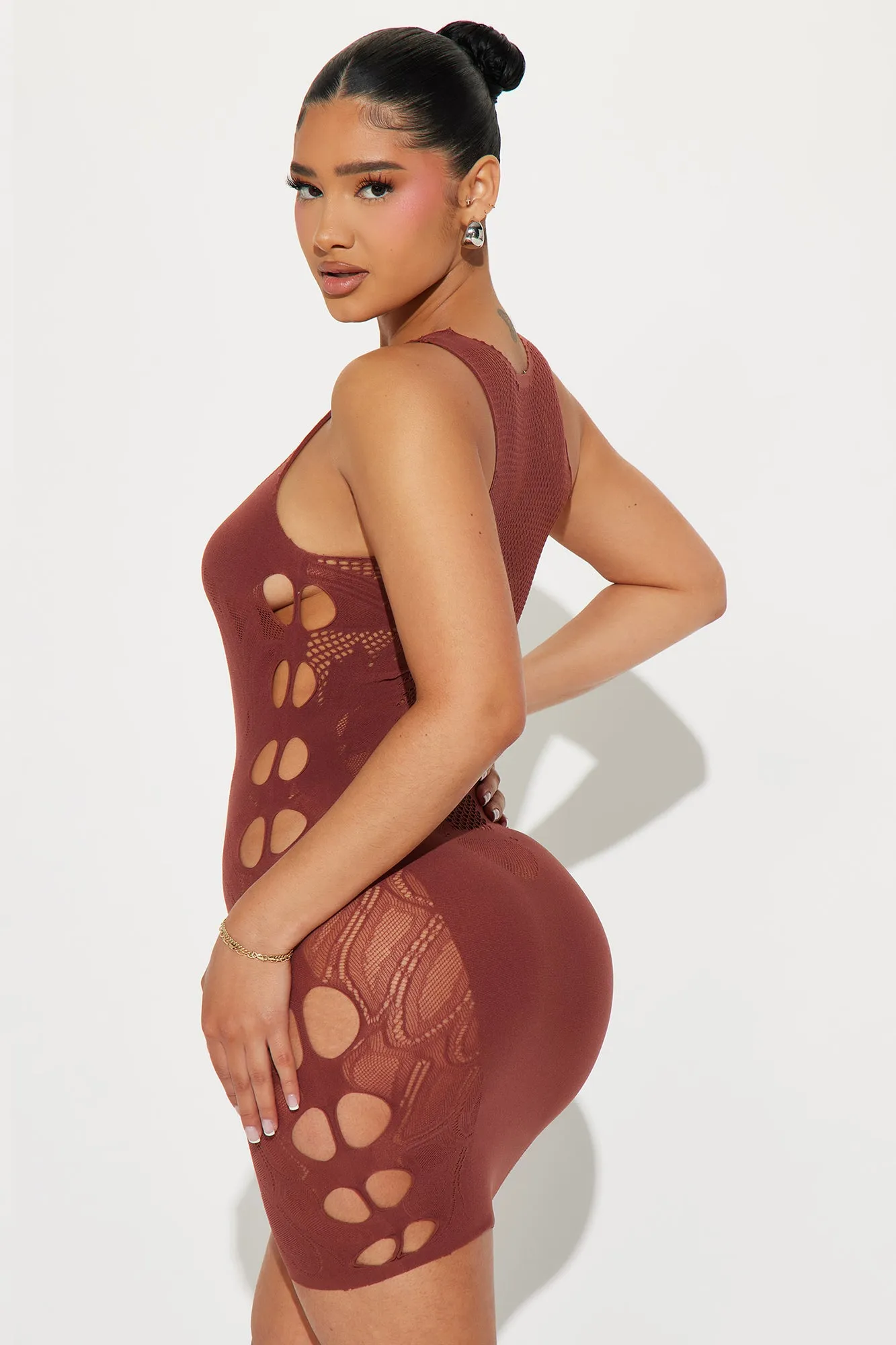 Sanvi Seamless Micro Mini Dress - Brown sold by Fashion Nova product image thumbnail 4