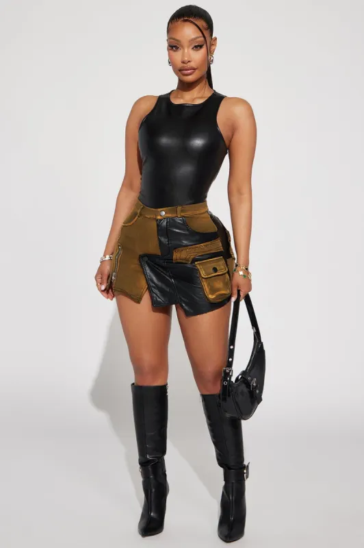 Like A Baddie Cargo Mini Skirt - Black/combo sold by Fashion Nova