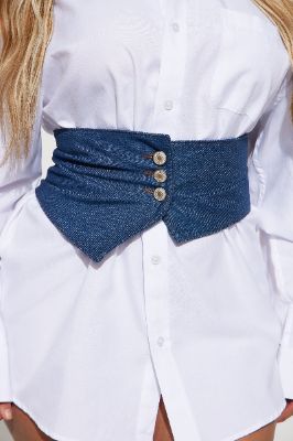 Street Chic Corset Belt - Denim sold by Fashion Nova