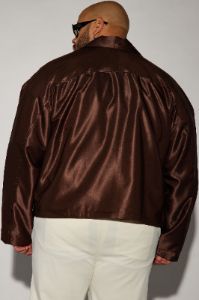 U Get Me Satin Cropped Jacket - Dark Brown sold by Fashion Nova
