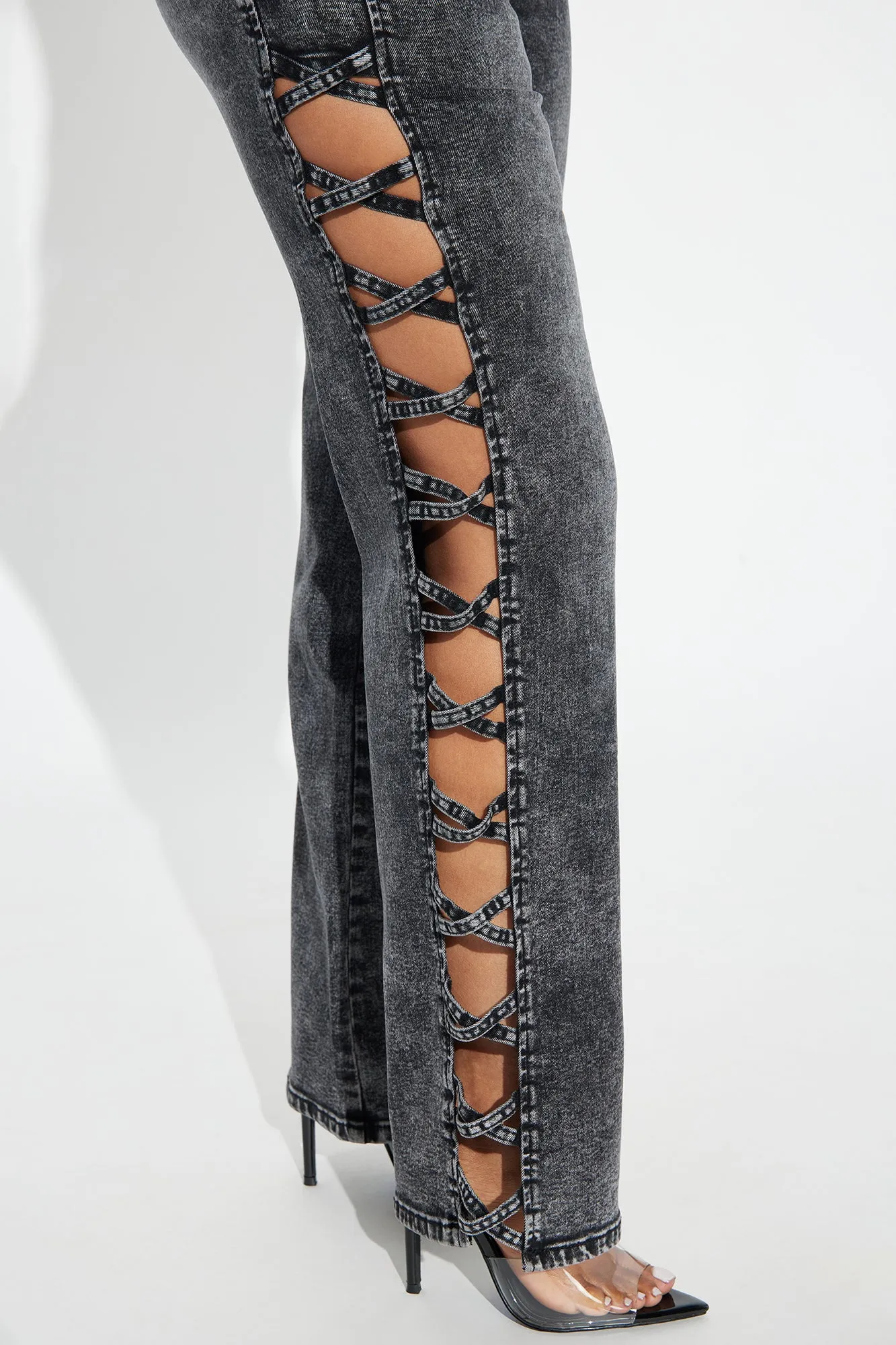 Caught His Attention Stretch Straight Leg Jeans - Black Wash sold by Fashion Nova product image thumbnail 3