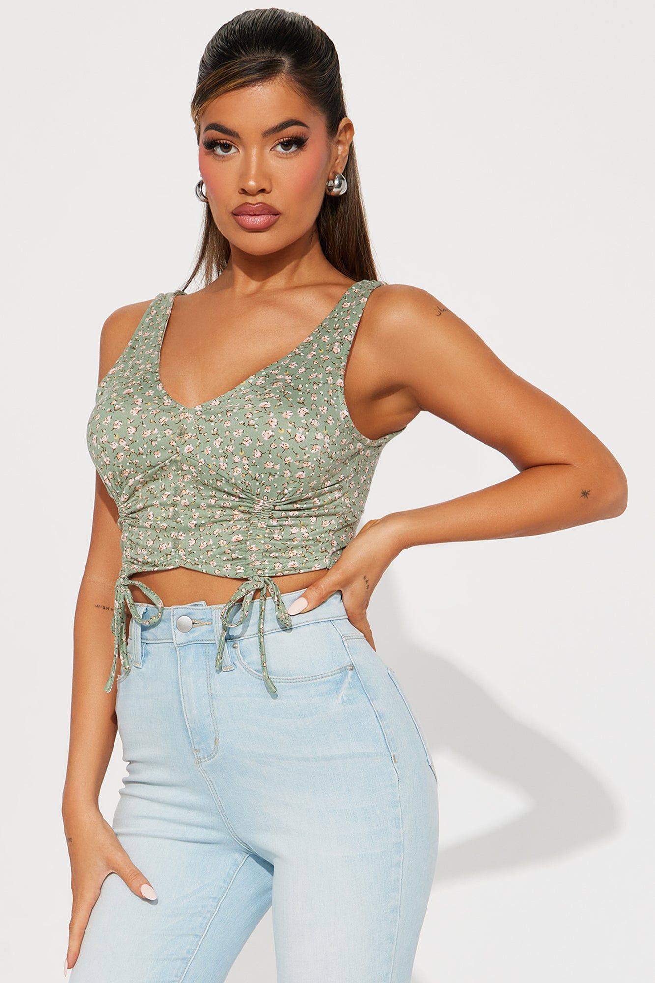 Charolette Floral Top - Sage sold by Fashion Nova