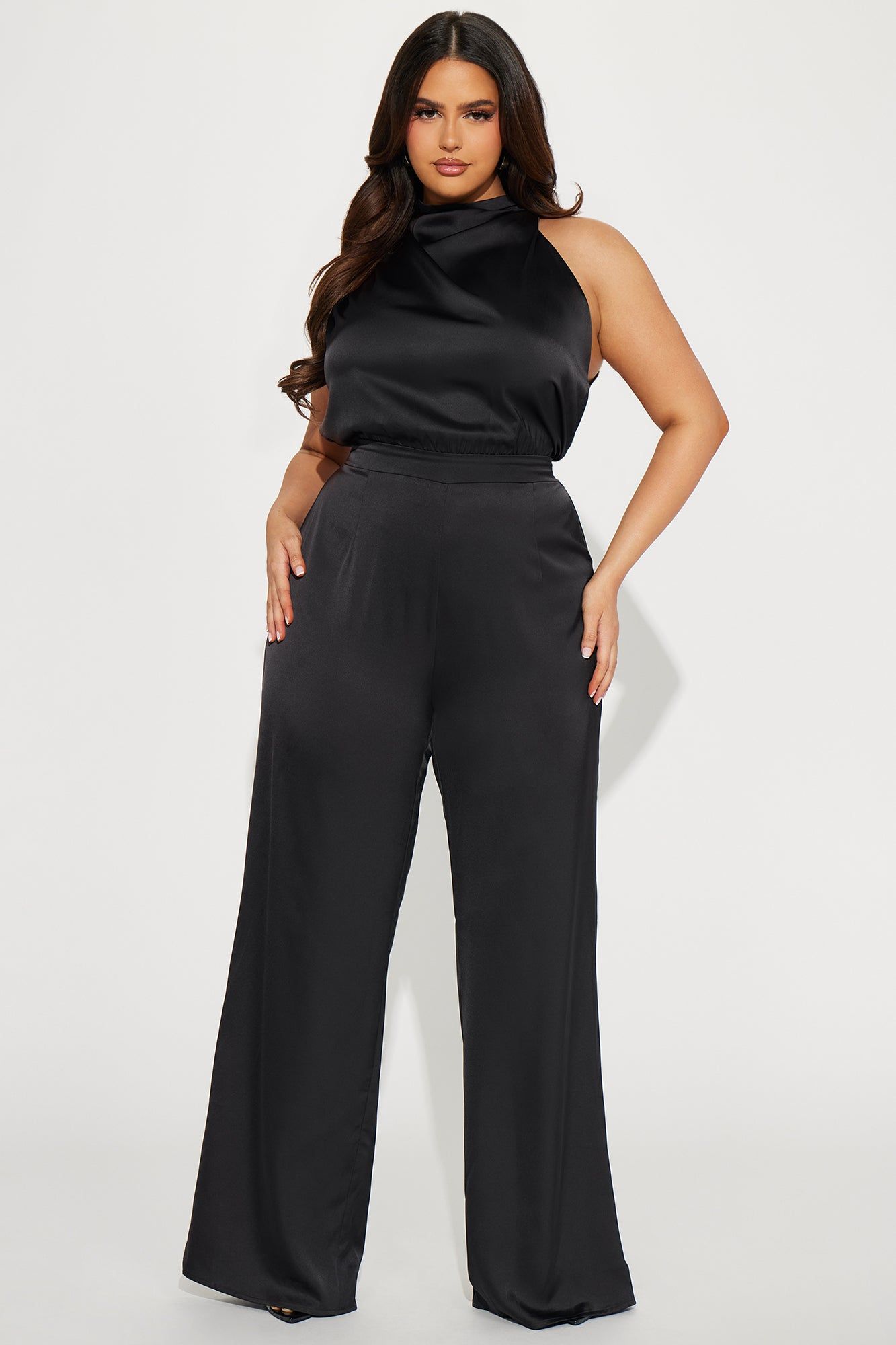 Put On A Show Satin Jumpsuit - Black sold by Fashion Nova product image thumbnail 4