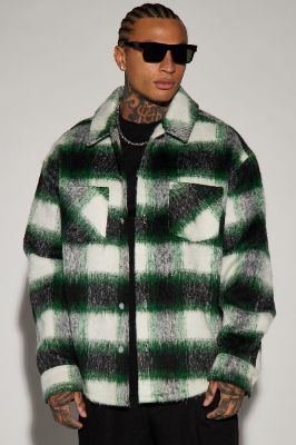 Keystone Mohair Shacket - Green sold by Fashion Nova