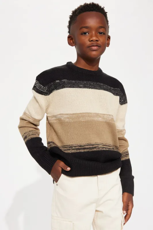 Mini Colorblock Striped Sweater - Black/combo sold by Fashion Nova