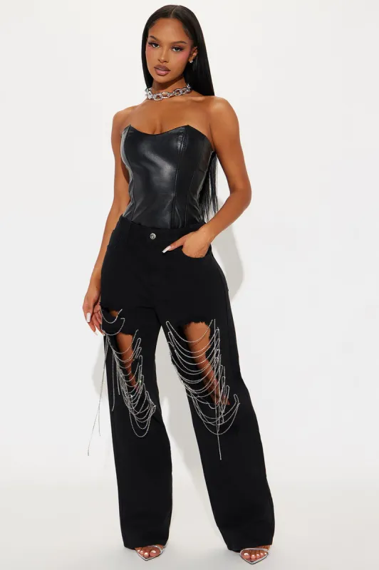 Make Your Life Shine Distressed Pant - Black sold by Fashion Nova