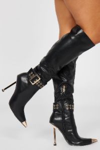 Liberty Buckle Knee Hight Boots - Black sold by Fashion Nova