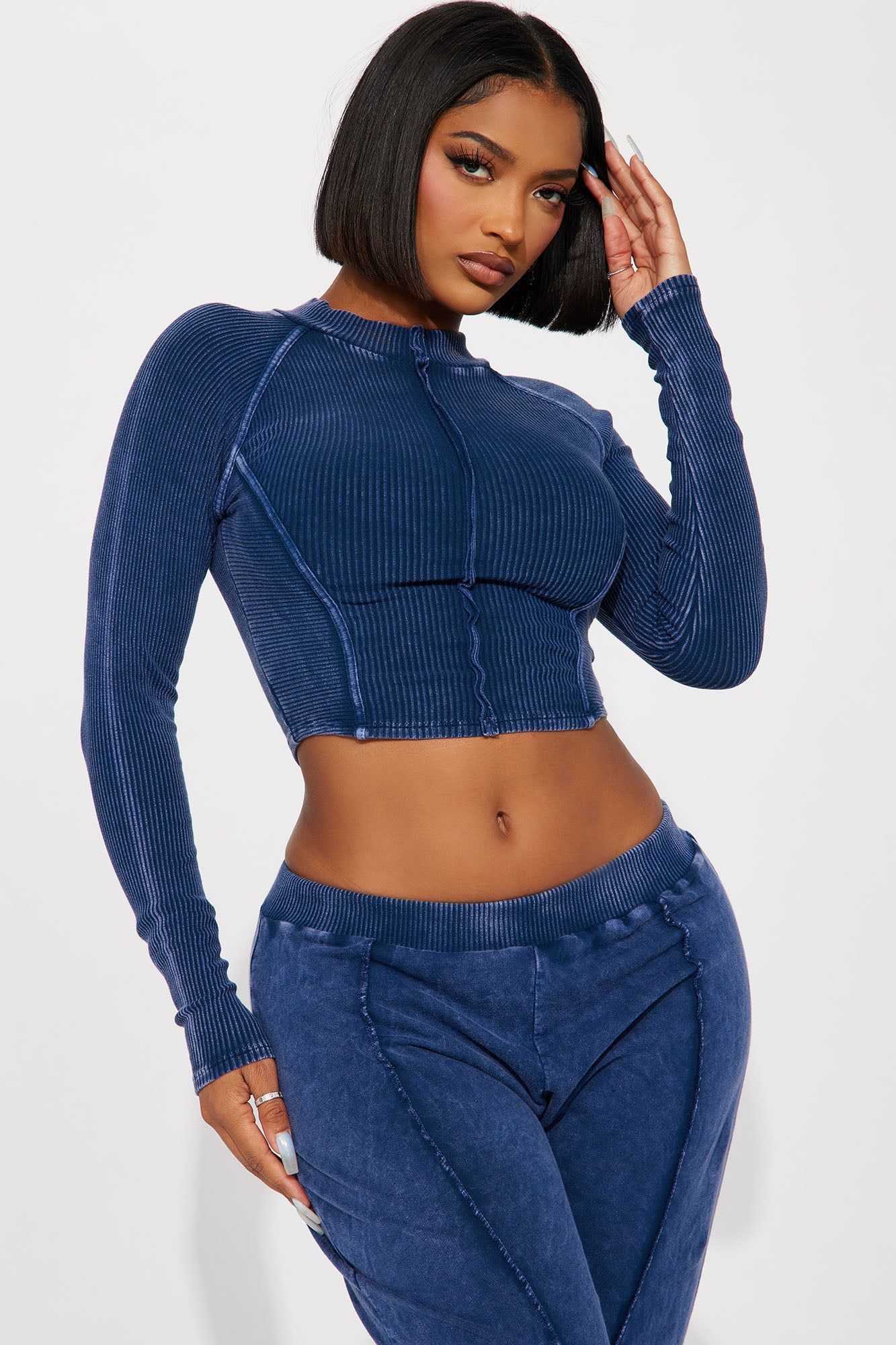 Rachel Mineral Wash Jogger Set - Blue sold by Fashion Nova product image thumbnail 2