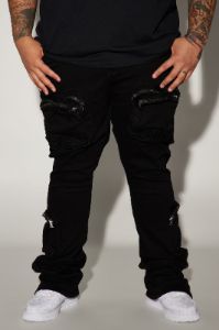 Round Up Stacked Skinny Flare Jeans - Black sold by Fashion Nova