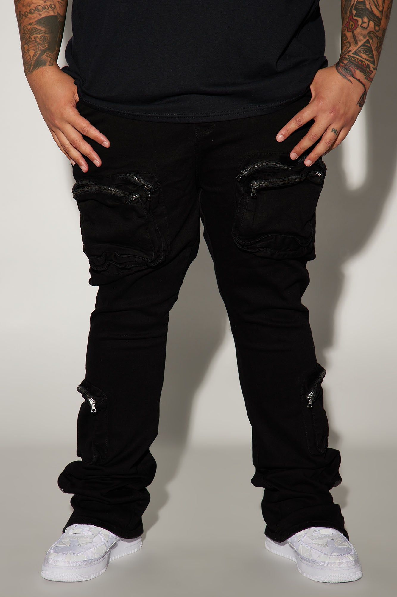 Round Up Stacked Skinny Flare Jeans - Black sold by Fashion Nova product image thumbnail 5