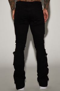 Round Up Stacked Skinny Flare Jeans - Black sold by Fashion Nova