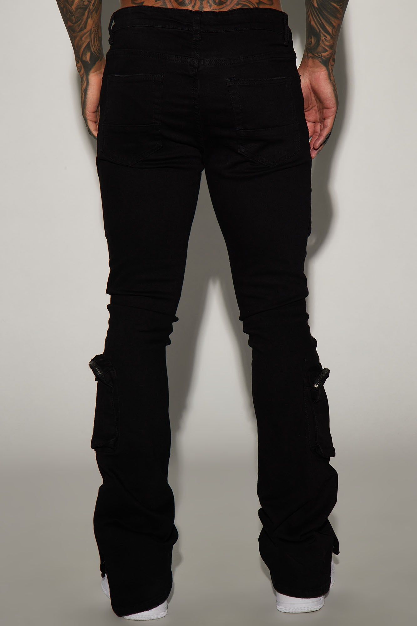 Round Up Stacked Skinny Flare Jeans - Black sold by Fashion Nova product image thumbnail 4