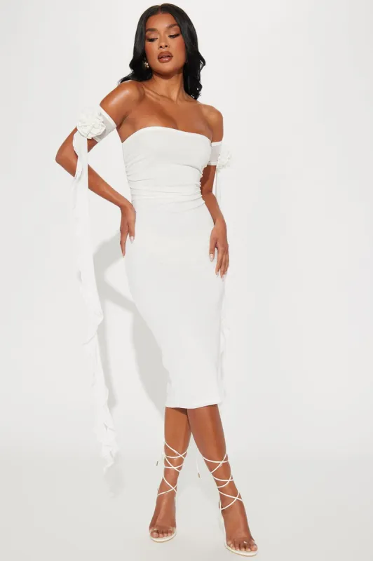 Timeless Crushing Mesh Midi Dress - White sold by Fashion Nova