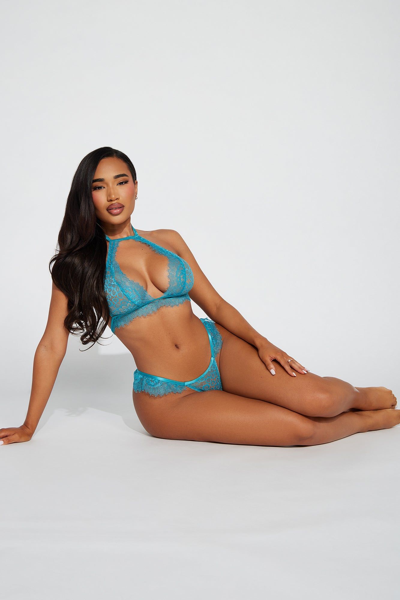 Give You Flutters Lace 2 Piece Set - Teal sold by Fashion Nova
