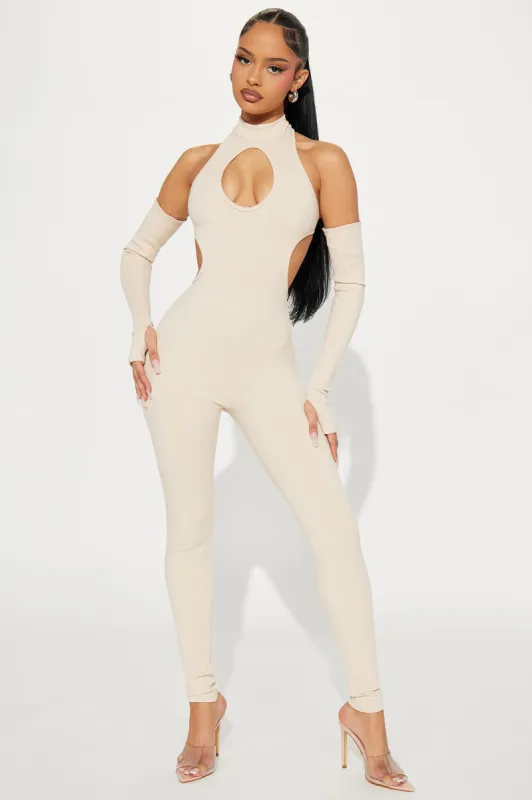 Nia Snatched Jumpsuit - Cream sold by Fashion Nova