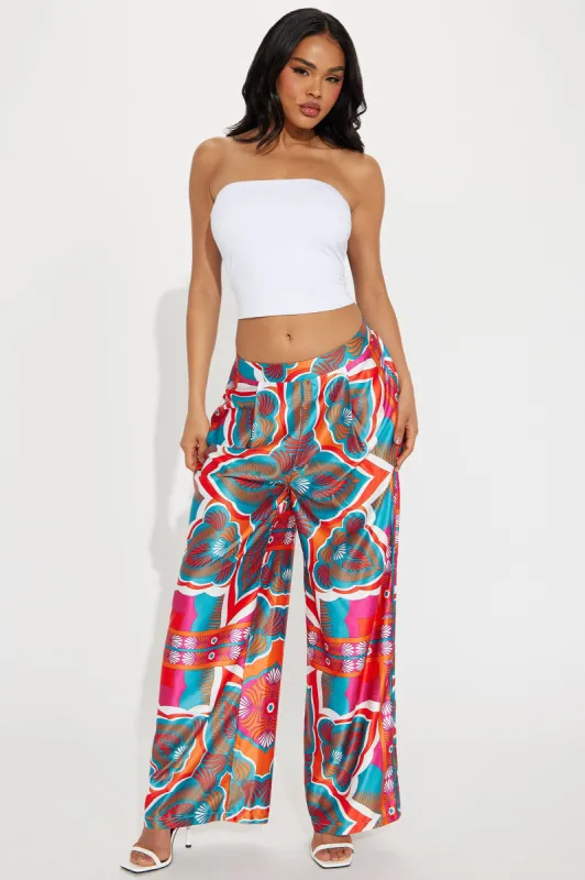 Imani Satin Wide Leg Pant - Orange/combo sold by Fashion Nova