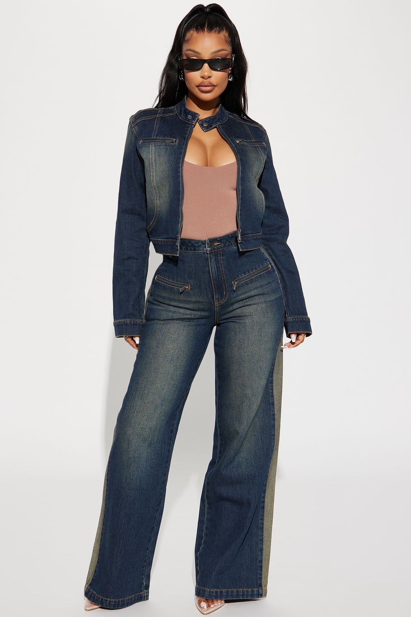When In Rome Moto Denim Jacket - Dark Wash sold by Fashion Nova product image thumbnail 2
