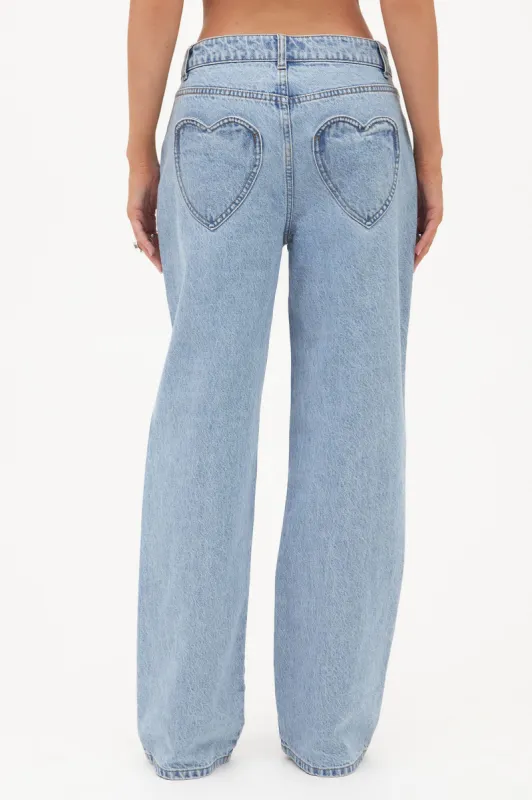 Match Made In Heaven Straight Leg Jeans - Light Wash sold by Fashion Nova