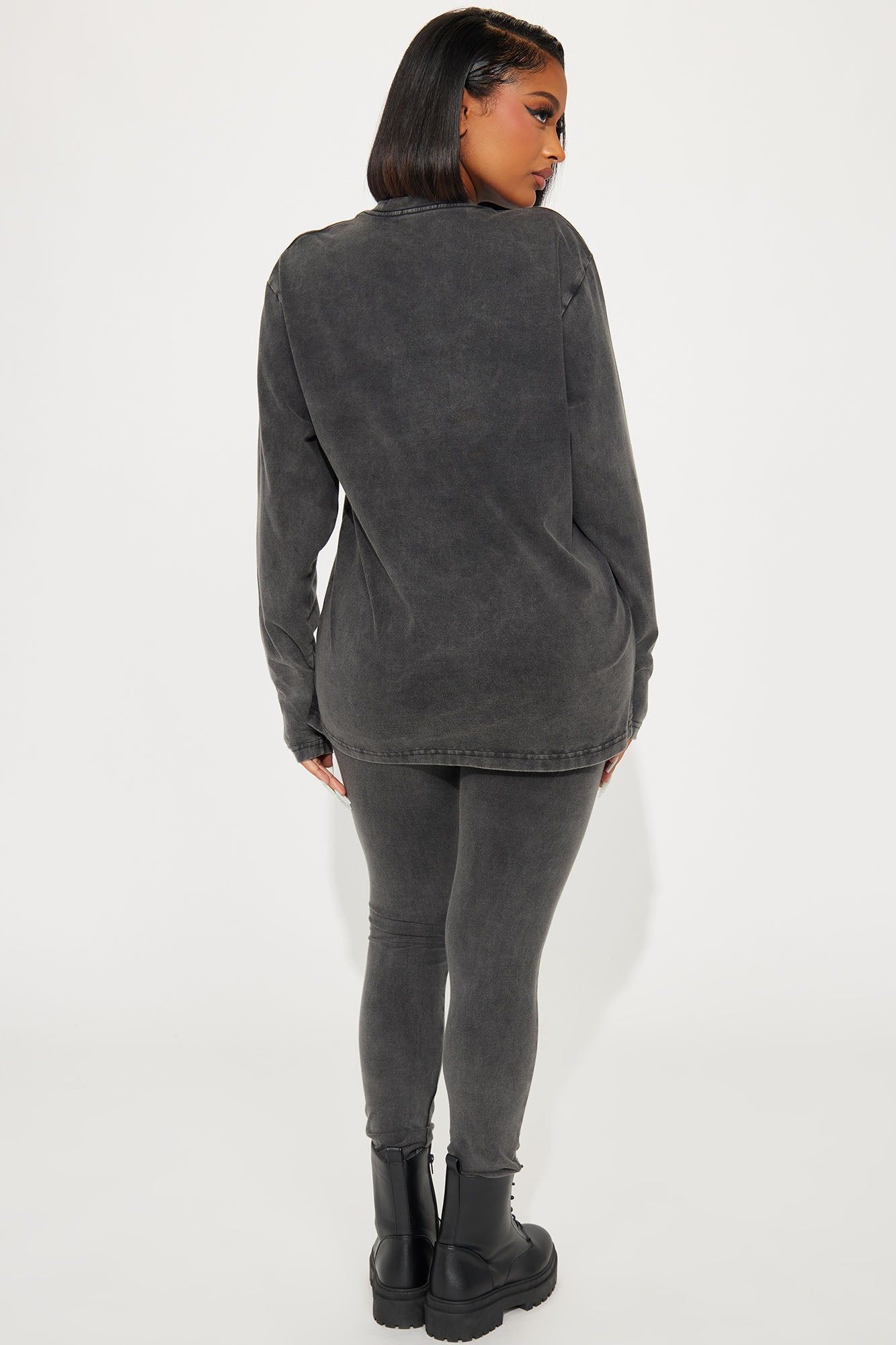 Stepping Out Mineral Wash Long Sleeve Legging Set - Charcoal sold by Fashion Nova product image thumbnail 3
