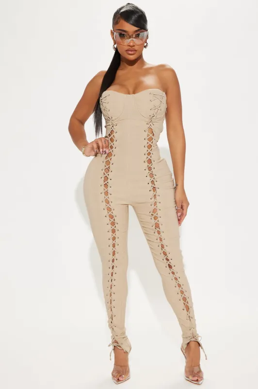 Simple Enough Jumpsuit - Nude sold by Fashion Nova