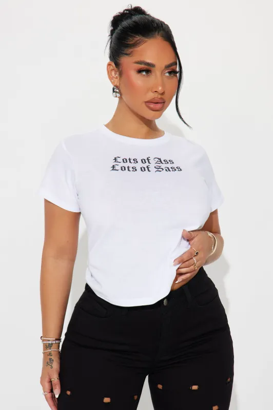 Lots Of Ass Lots Of Sass Fitted Tee - White sold by Fashion Nova