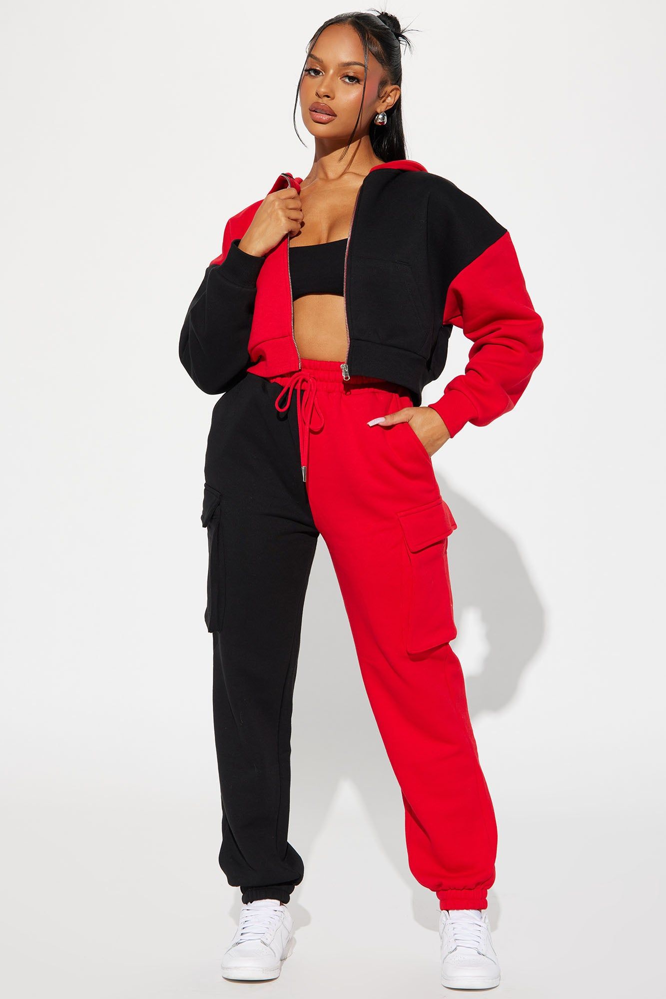 Melinda Color Block Lounge Hoodie - Red/Black sold by Fashion Nova product image thumbnail 2