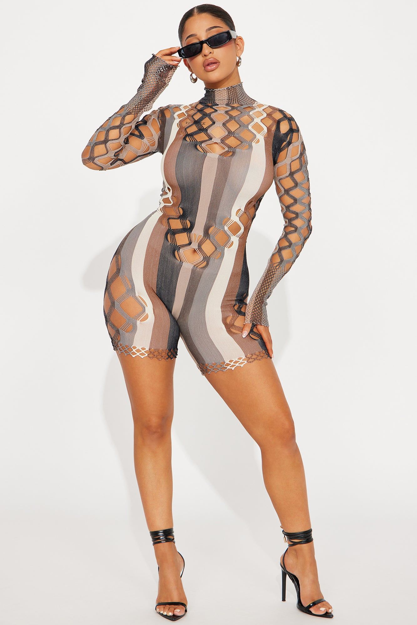 Till Dawn Seamless Romper - Brown/combo sold by Fashion Nova product image thumbnail 2