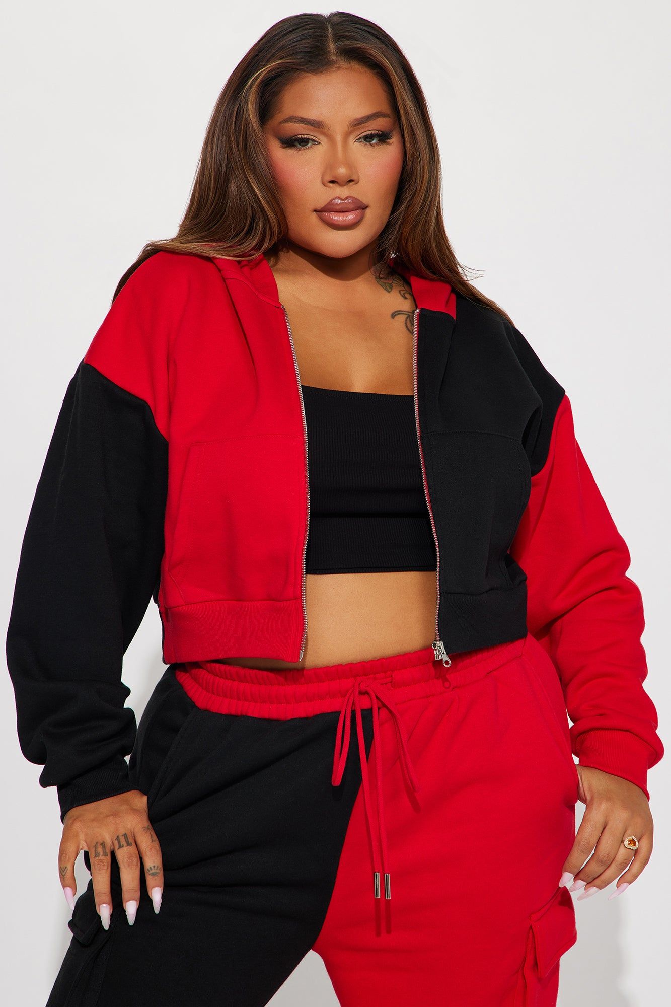 Melinda Color Block Lounge Hoodie - Red/Black sold by Fashion Nova product image thumbnail 4