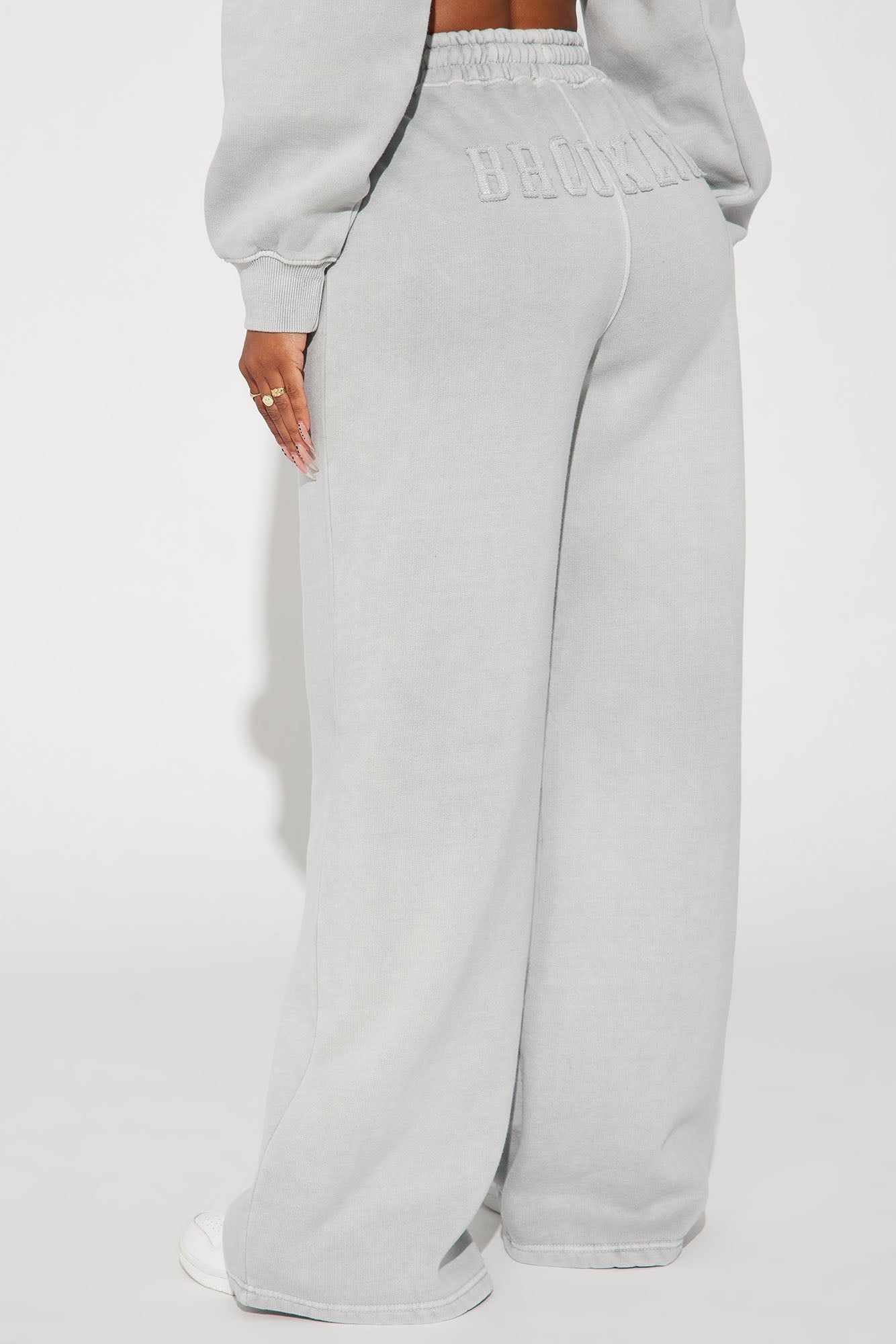 Brooklyn Baby Embroidered Wide Leg Sweatpants - Grey sold by Fashion Nova product image thumbnail 3