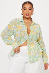 Floral Energy Shirt - Yellow/combo sold by Fashion Nova