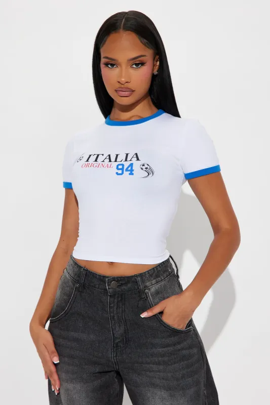 Vintage Italia Retro Ringer Tee - White sold by Fashion Nova