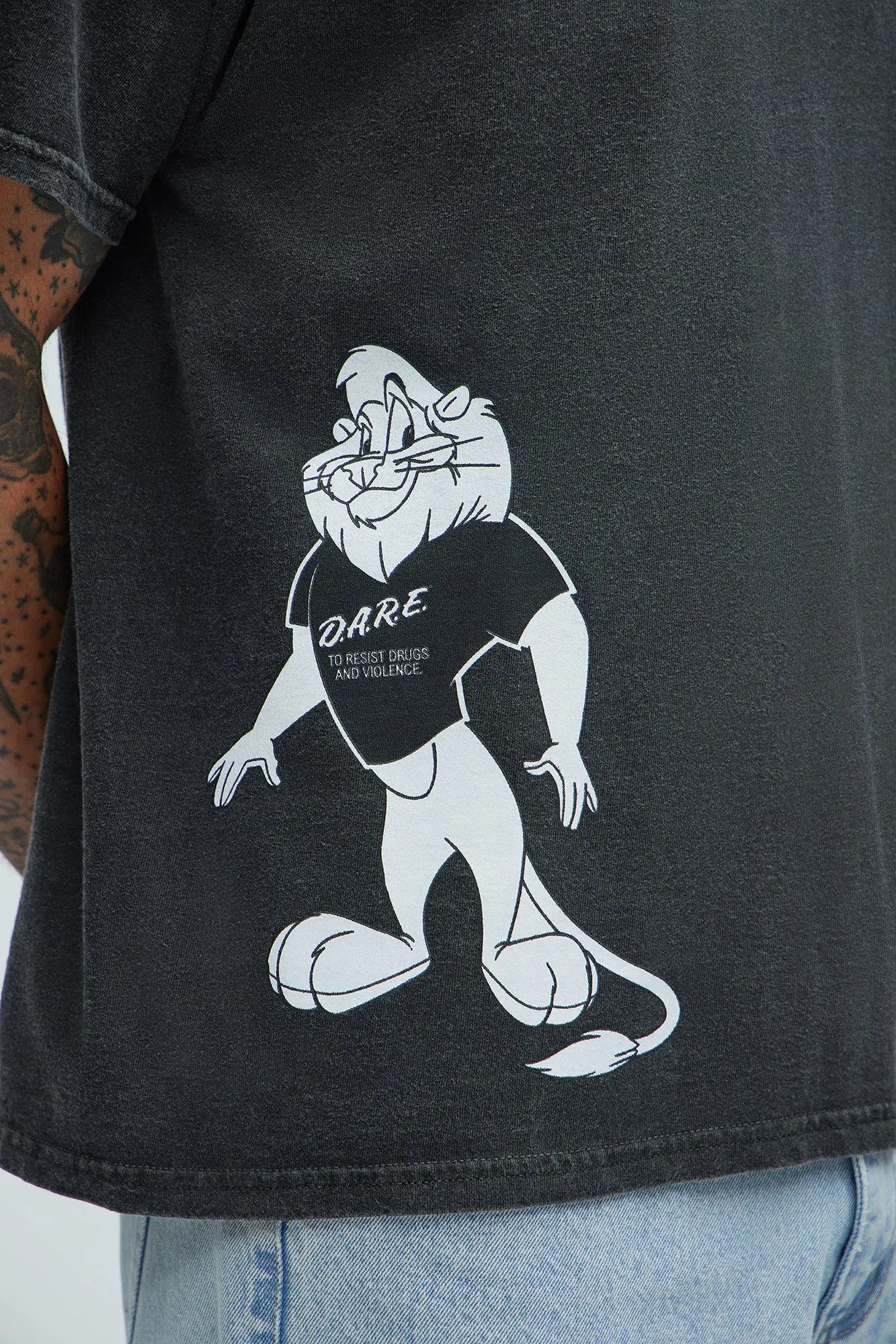 DARE Daren The Lion Short Sleeve Tee - Black Wash sold by Fashion Nova product image thumbnail 3