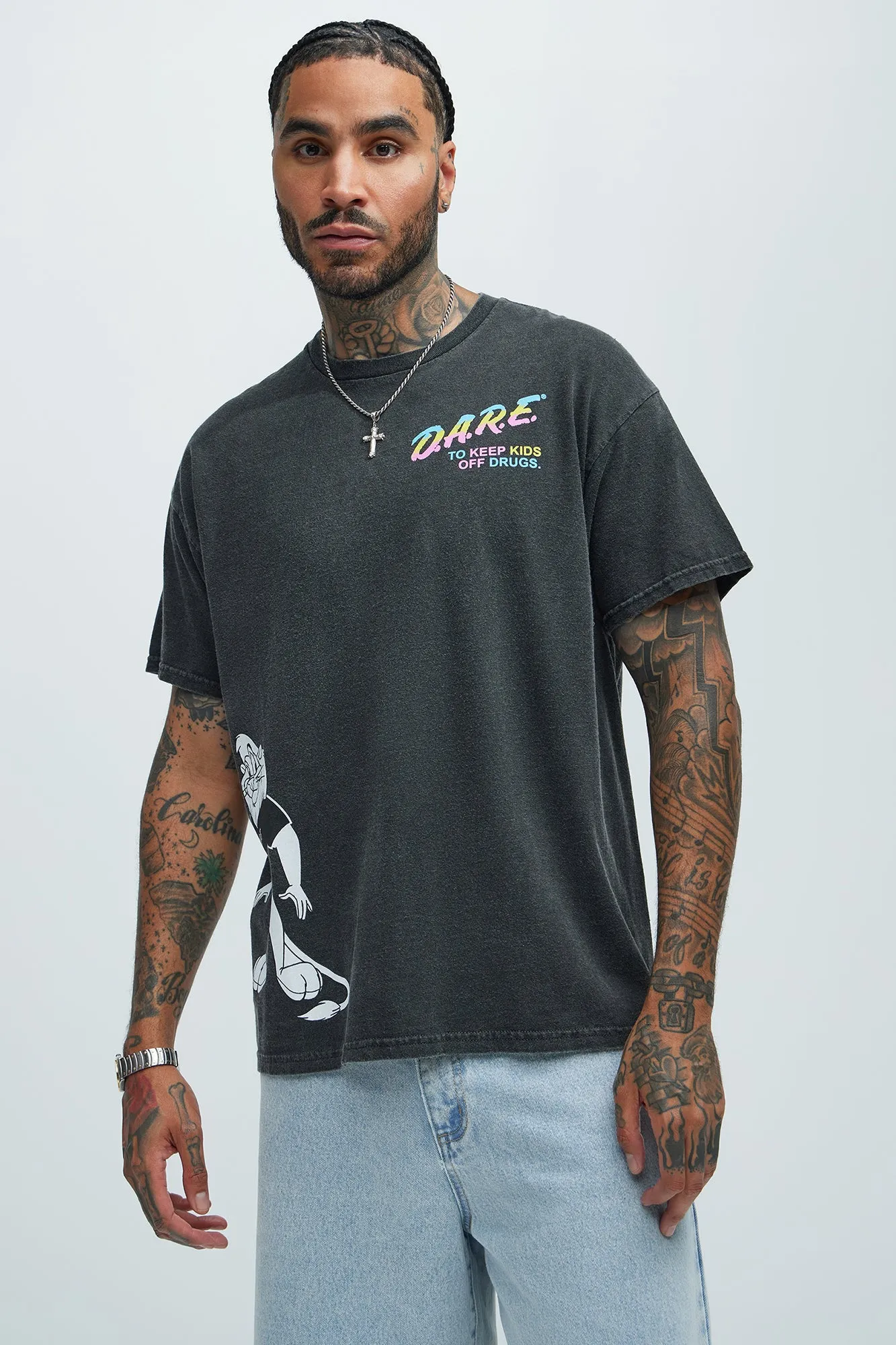 DARE Daren The Lion Short Sleeve Tee - Black Wash sold by Fashion Nova