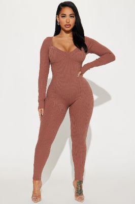 Been That Way Padded Jumpsuit - Mocha sold by Fashion Nova