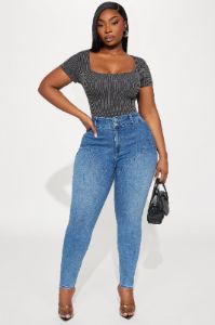 Booty So Good Moto Stretch Skinny Jeans - Medium Wash sold by Fashion Nova
